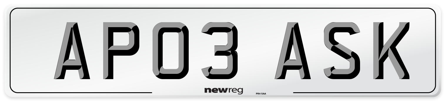 AP03 ASK Number Plate from New Reg